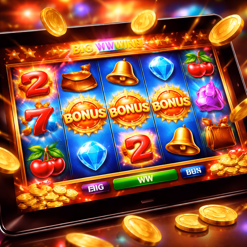 A happy Argentine player celebrating a successful slot session on a tablet with colorful reels and bonus effects on the AnyBet platform.