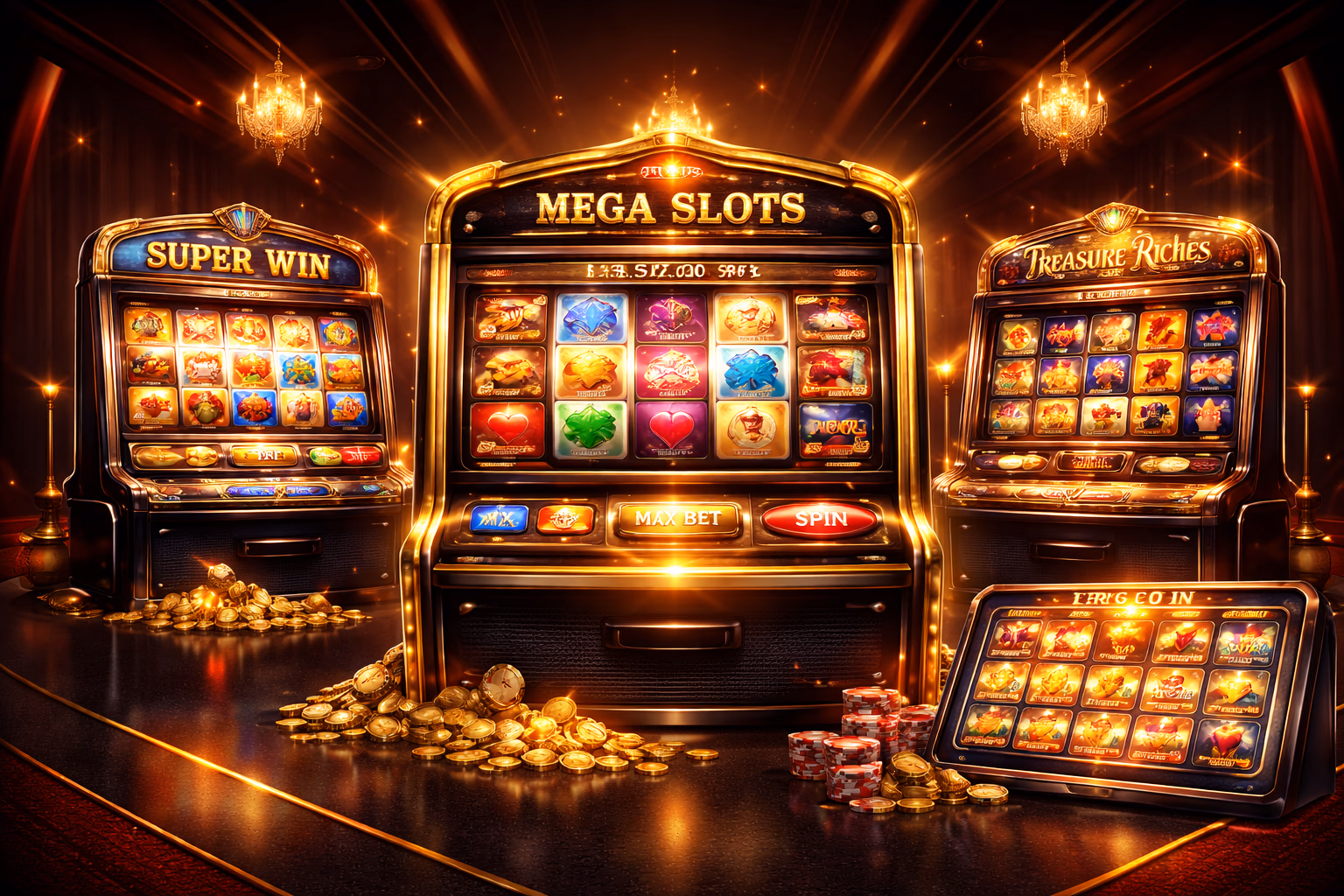 A focused online casino player exploring multiple slot categories on AnyBet with vibrant reels and a polished interface designed for Argentina.